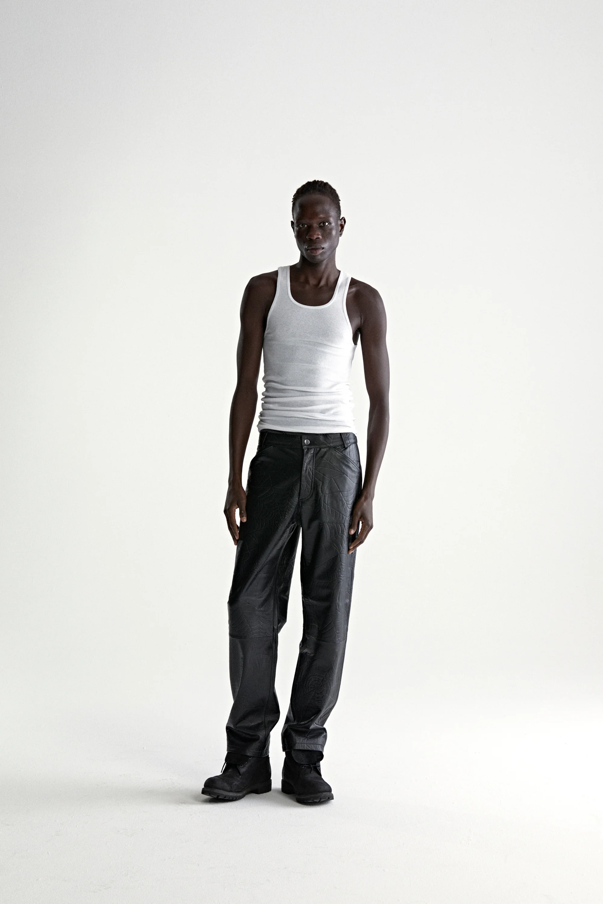 DEBOSSED WEB LEATHER PANT - Image 5