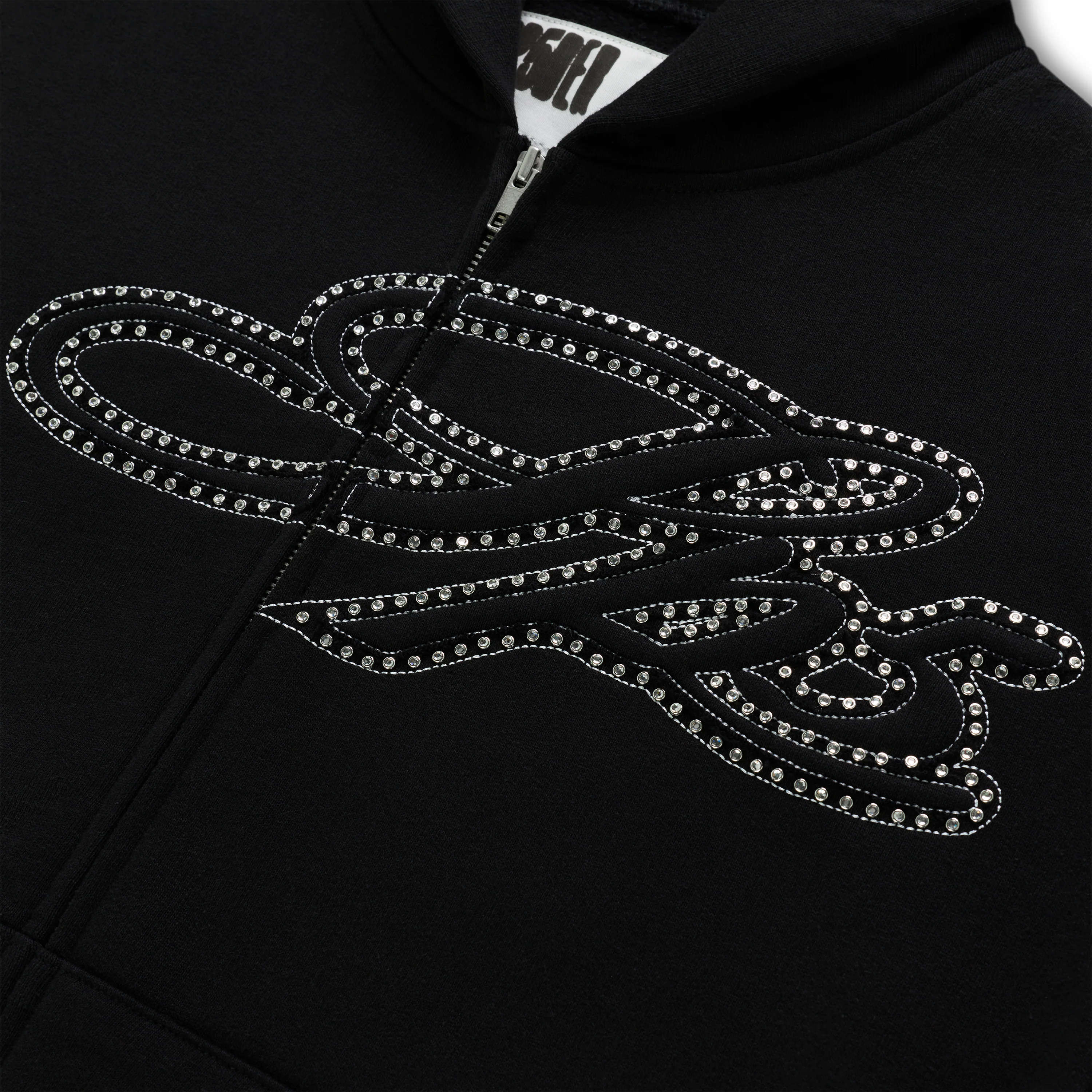 RHINESTONE SCRIPT ZIP HOODIE - Image 3