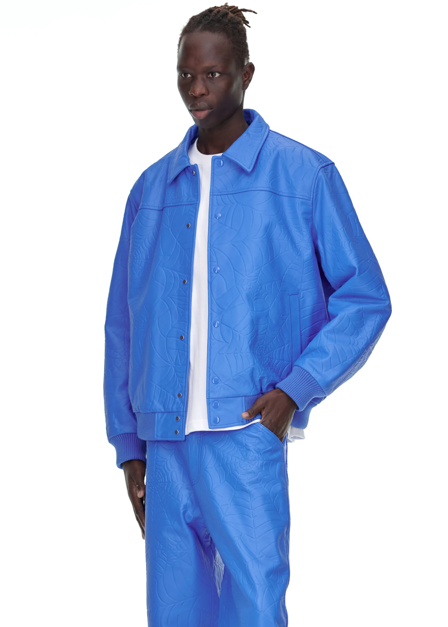 DEBOSSED WEB LEATHER JACKET - Image 8