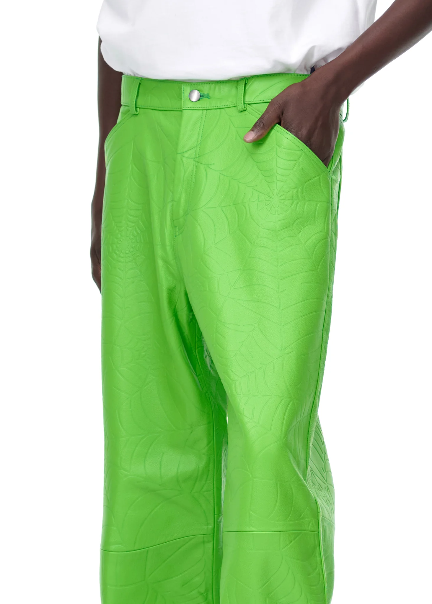 DEBOSSED WEB LEATHER PANT - Image 8