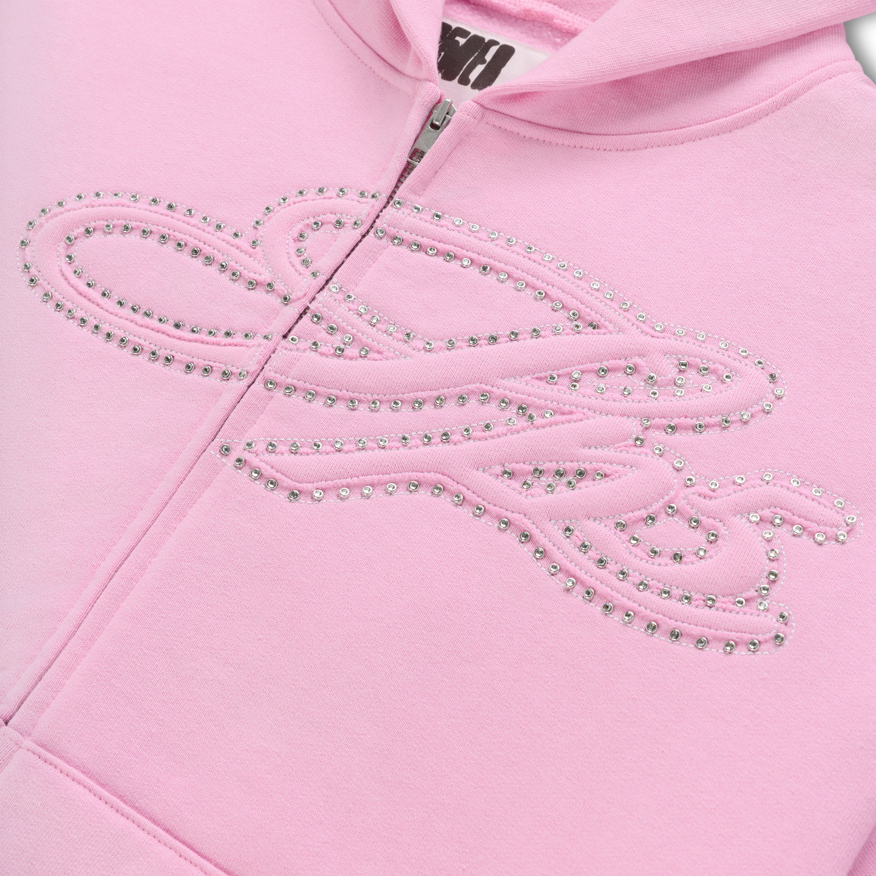 RHINESTONE SCRIPT ZIP HOODIE - Image 3