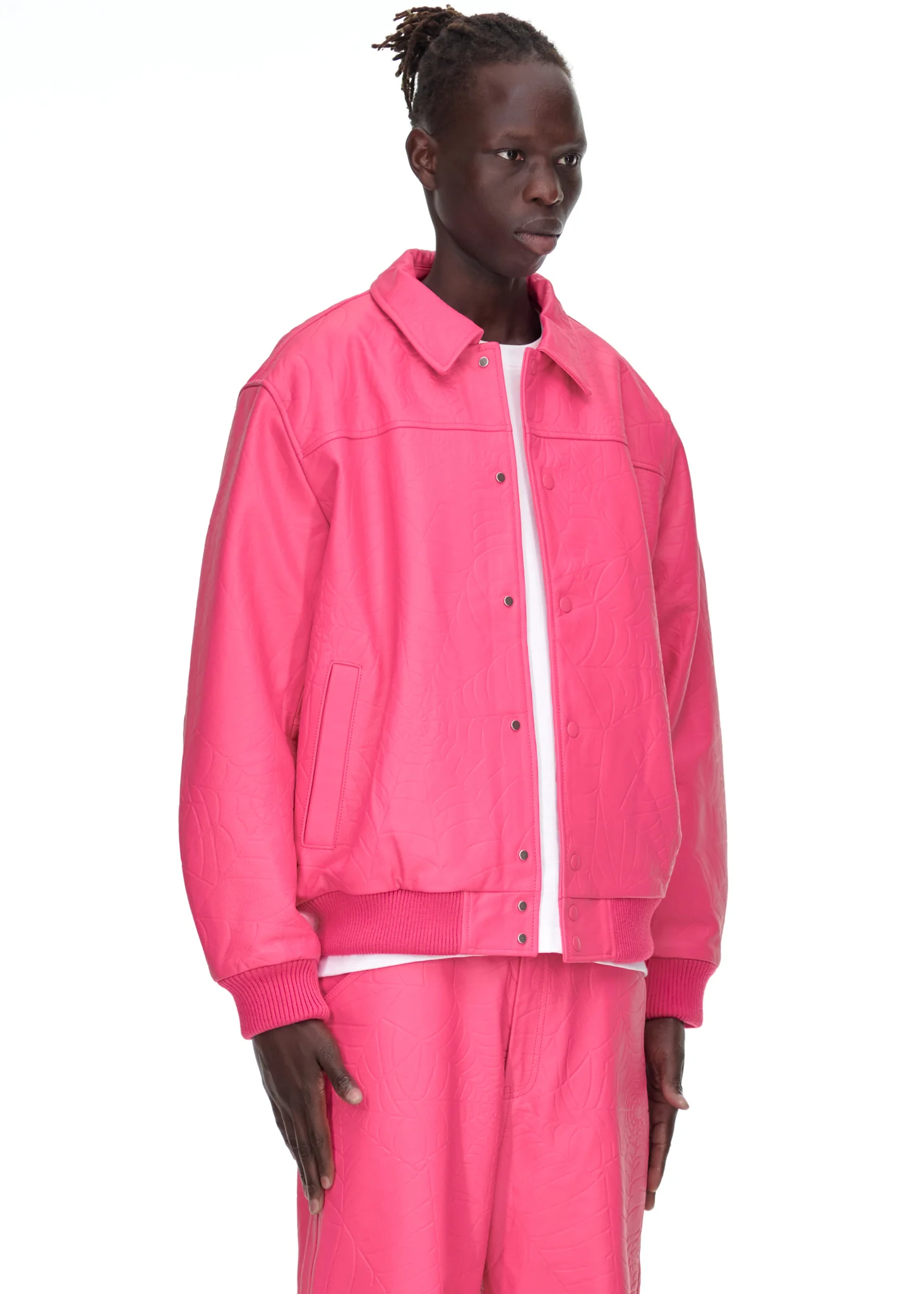 DEBOSSED WEB LEATHER JACKET - Image 6