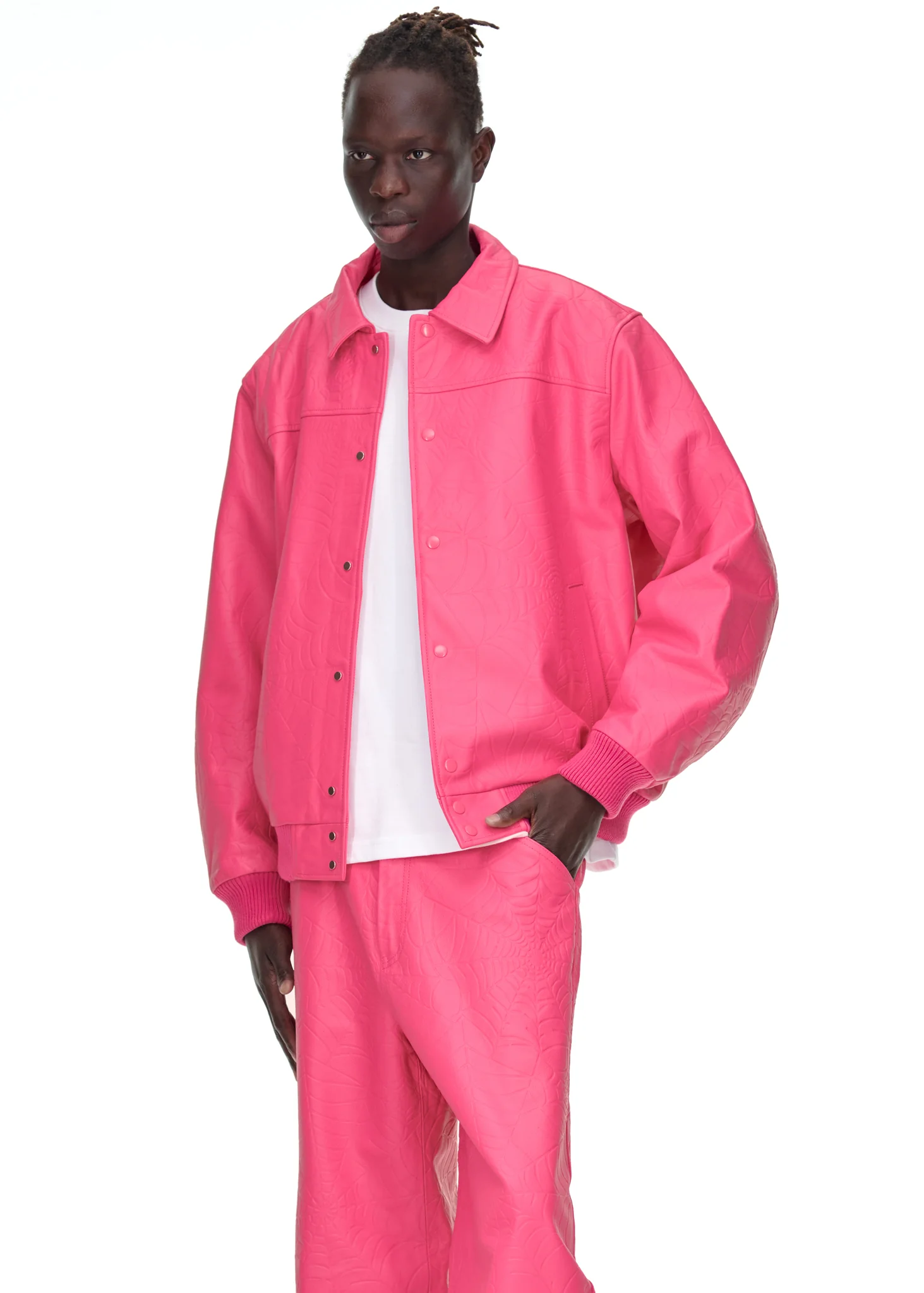 DEBOSSED WEB LEATHER JACKET - Image 8