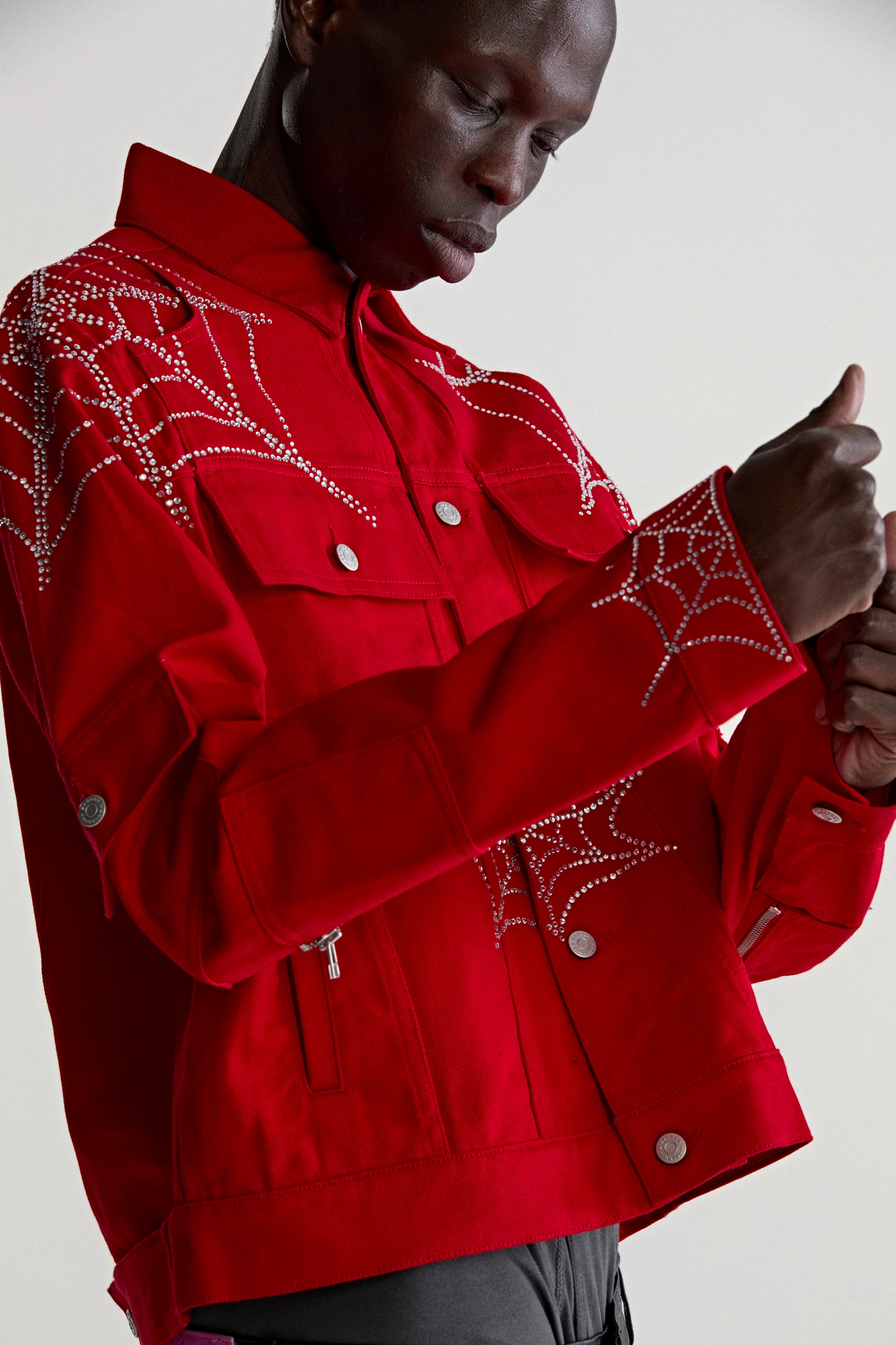 WEB DENIM CROPPED TRUCKER JACKET - Image 16
